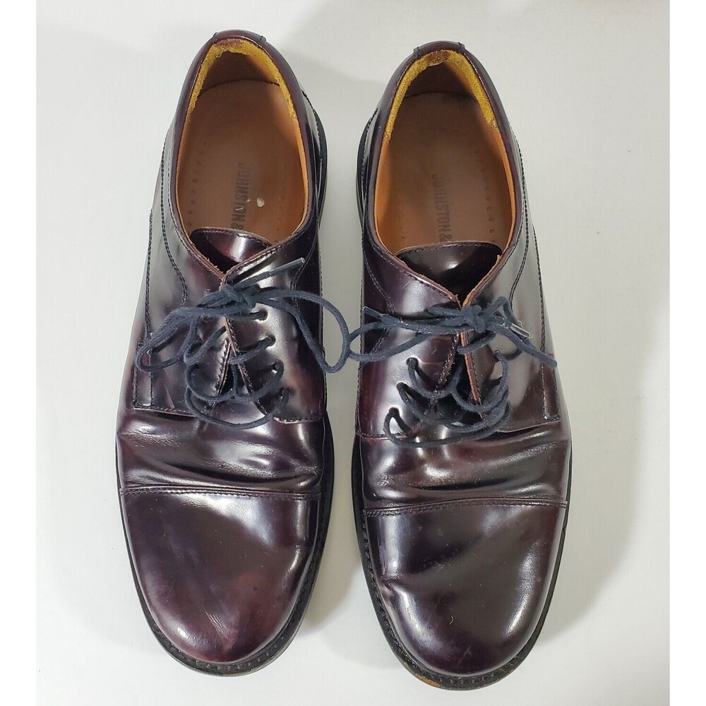 Johnston Murphy Oxford Shoes 9.5 M Minzer Dark Burgundy Lace Up 20-1253 Cap Toe - Picture 2 of 12